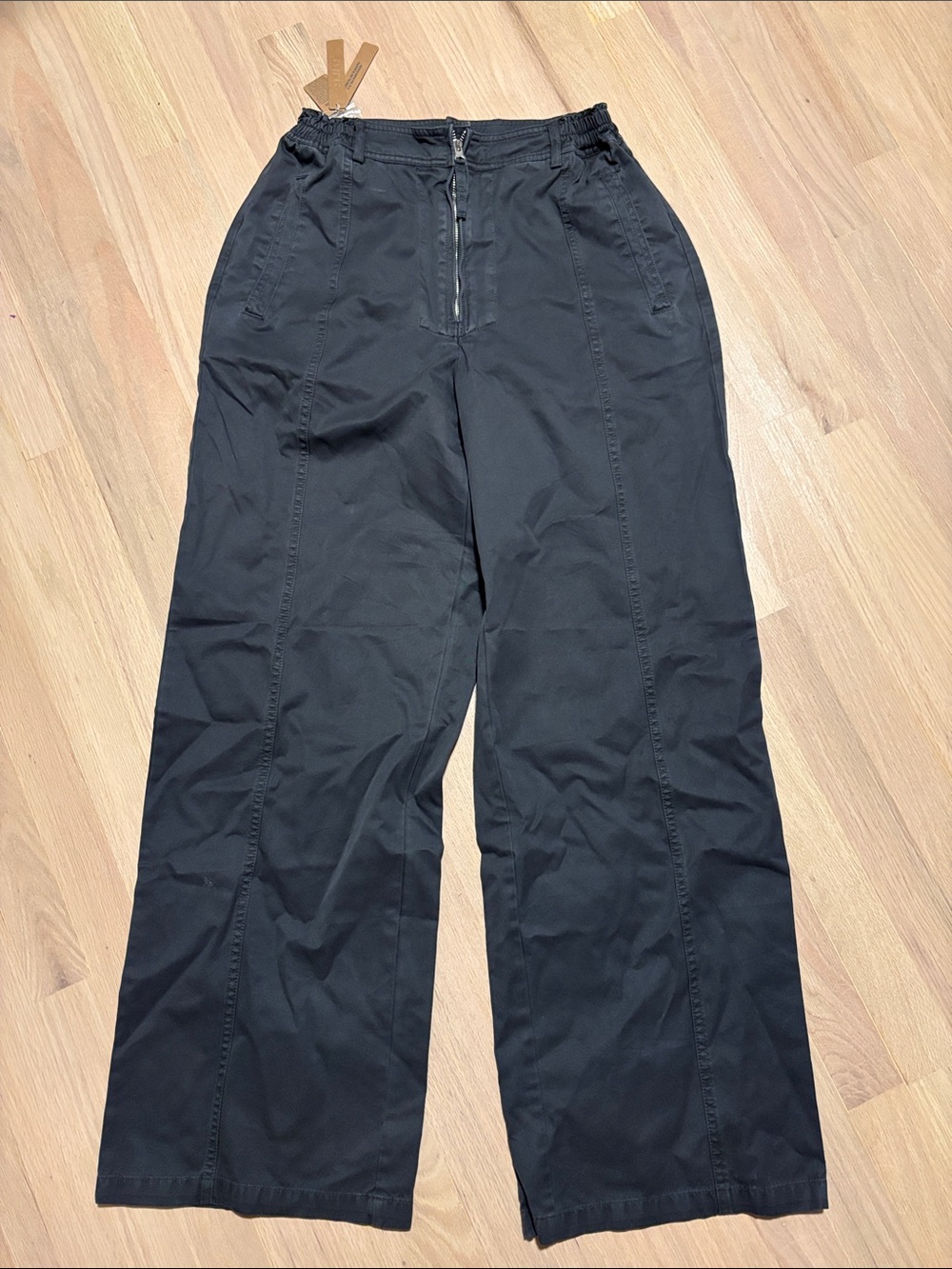 SKIMS Woven Outdoor Black Gray Wide-Leg Utility Chinos -346sku